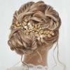Gorais Leaves Bride Wedding Hair Comb Gold Leaf Hair Piece Pearl Headpiece Hair Accessories for Women and Girls view 1