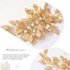 Gorais Leaves Bride Wedding Hair Comb Gold Leaf Hair Piece Pearl Headpiece Hair Accessories for Women and Girls view 3