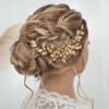 Gorais Leaves Bride Wedding Hair Comb Gold Leaf Hair Piece Pearl Headpiece Hair Accessories for Women and Girls view 4