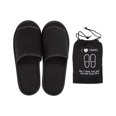 haozaikeji Portable Slippers Foldable Flat Spa Slipper Flight Trip Shoes Home Guest Cotton Slipper Open Toe Hotel Shoe with Storage Bag