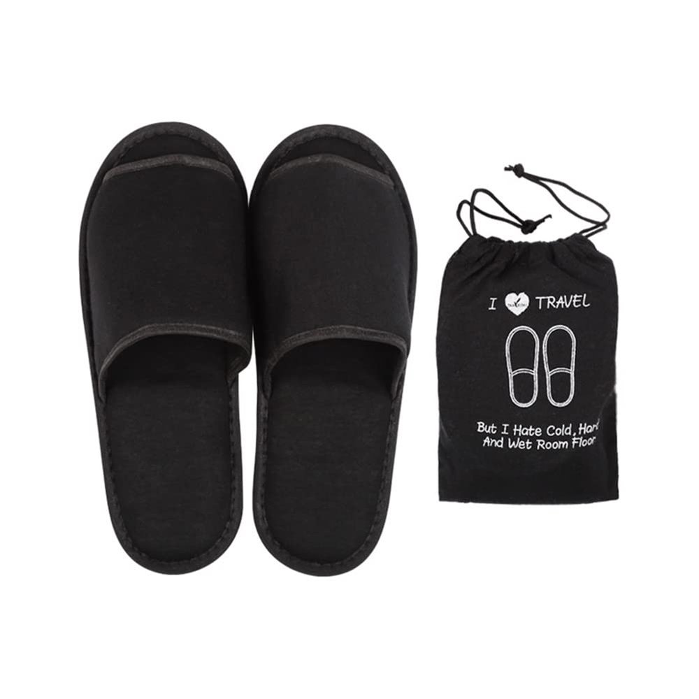 haozaikeji Portable Slippers Foldable Flat Spa Slipper Flight Trip Shoes Home Guest Cotton Slipper Open Toe Hotel Shoe with Storage Bag