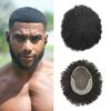 Afro Mens Toupee for Black Men Kinky Curly Human Hair with Grey Replacement System African American Mens Wig Transparent French Lace Front Hair Units (6mm afro wave, #1B20 1B# OFF BLACK WITH 20% SYNTHETIC GREY) view 1