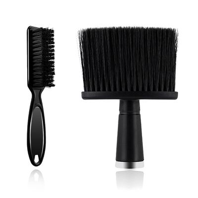 CestoMen Hair Brush, Professional Soft Neck Duster Brush for Hair Cutting, 2 Pcs Yellow Hair, Oblong Nylon Wooden Handle