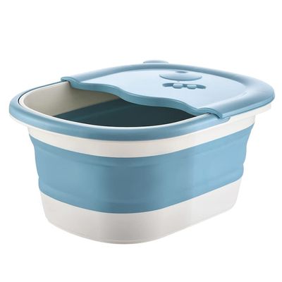 LEIYAN Collapsible Foot Soaking Bath Basin with Foot Massagers,Folding Foot Bathtub Soak Basin Feet Spa Massage Bucket with Handle,Adult Pedicure Bath Foot Tub for Family (Color : Blue)