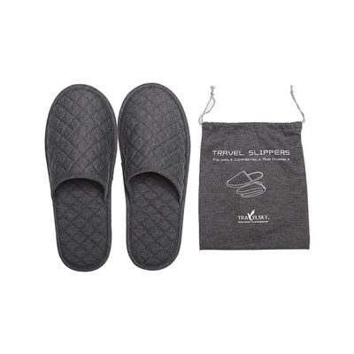 haozaikeji Portable Slippers Foldable Flat Spa Slipper Flight Trip Shoes Home Guest Cotton Slipper Closed Toe Hotel Shoe with Storage Bag
