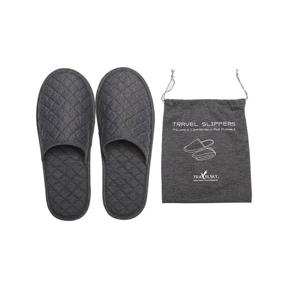 haozaikeji Portable Slippers Foldable Flat Spa Slipper Flight Trip Shoes Home Guest Cotton Slipper Closed Toe Hotel Shoe with Storage Bag
