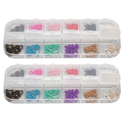 Nail Chains, 2 Boxes Art Nail Chains Metal Nail Chain Decorations Punk Pendant Nail Ornaments Nails Supply Nail Art Chains DIY Design Decor for Nail Salon Home Manicure Tips