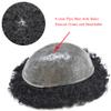 Afro Kinky Curly Mens Toupee African American Men Hairpiece Afro Wave Toupee for Men PU Injection with Breathable Holes Brizilian Human Hair Units for Men (6mm wave, 1B# OFF BLACK) view 3