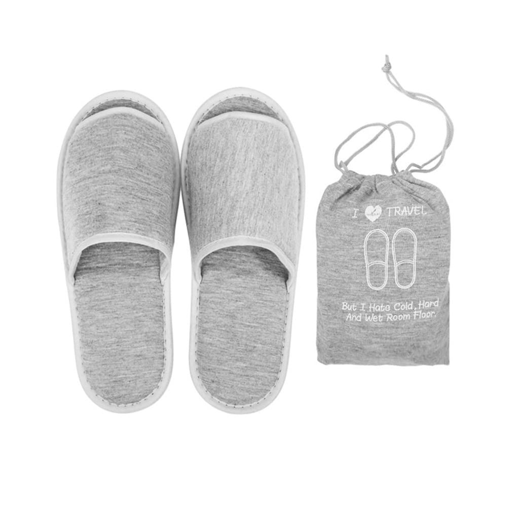 haozaikeji Portable Slippers Foldable Flat Spa Slipper Flight Trip Shoes Home Guest Cotton Slipper Open Toe Hotel Shoe with Storage Bag