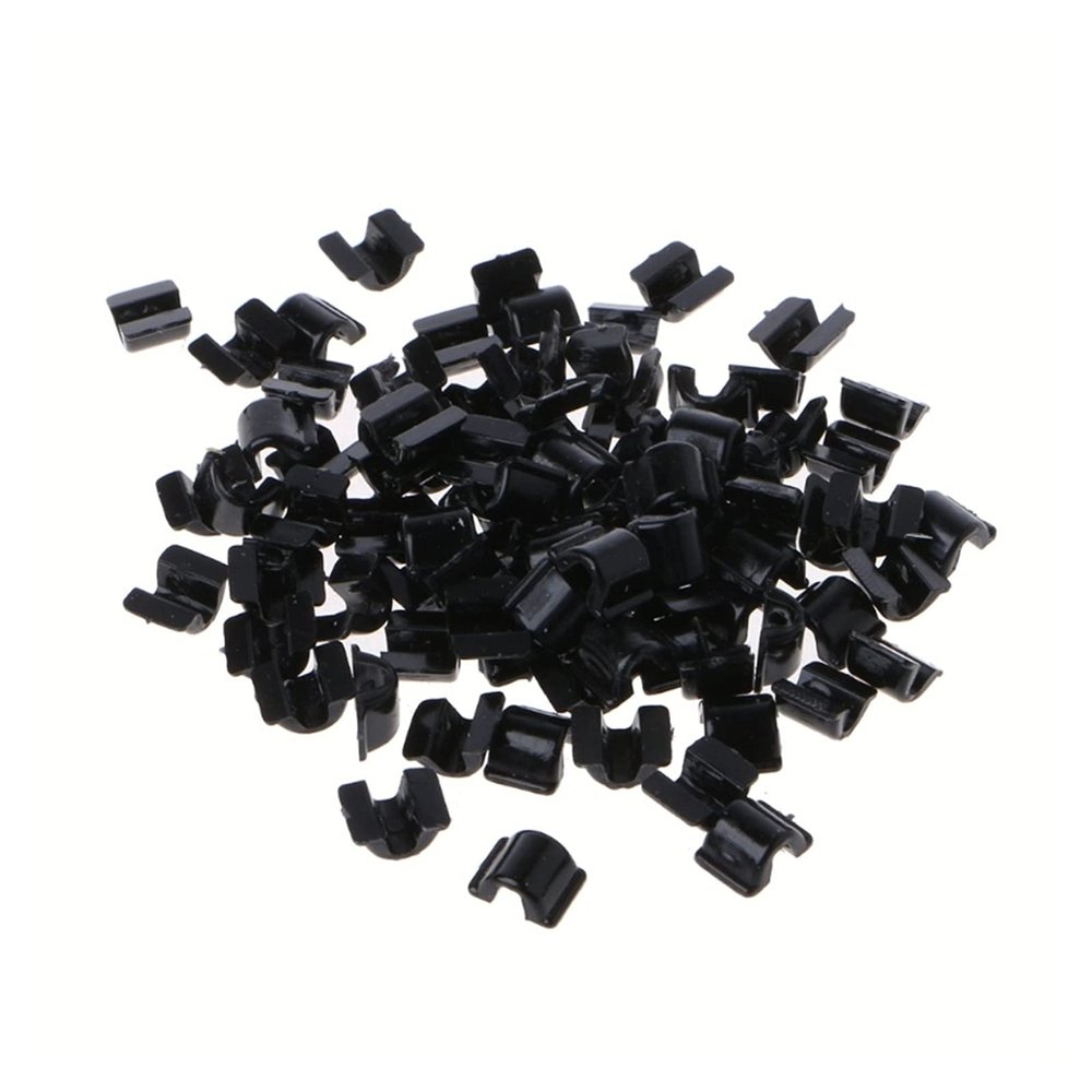 AS 100Pcs Hair Ties DIY Glue-on Plastic Connectors Tools Rubber Hair Band Link Buckles Add A Charm On Hairbands D715 (Color : BK-S)