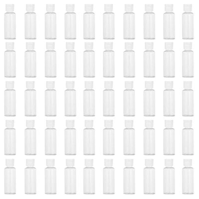 50 Pack 1.7oz/50ml Travel Plastic Empty Bottles Mini Hand Sanitizer Bulk Travel Size with Flip Cap, Squeezable Refillable Container for Cosmetic Baby Shower Birthday Wedding Party Favor (50PC-CLEAR)
