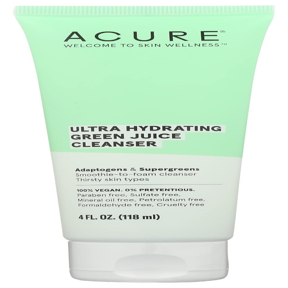 Acure Ultra Hydrating Green Juice Cleanser, Paraben Free, Vegan, 4 Fluid Ounce (Pack of 1)