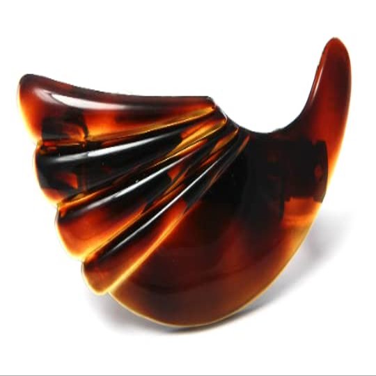 French Large 3.5 Inch Long Horn Shape Hair Barrette Durable Celluloid Tortoise Shell Hair Clip Made In France U13