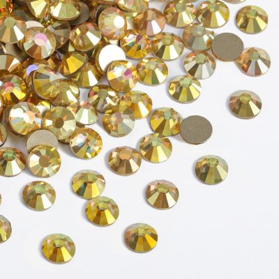 Beadsland 2880pcs Flat Back Crystal Rhinestones Round Gems for Nail Art and Craft Glue Fix,Metal Sunlight,SS6,1.9-2.1mm