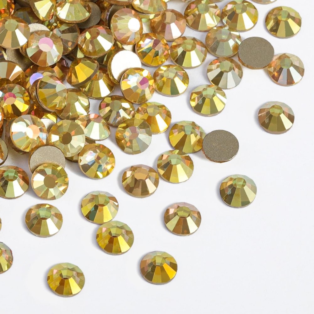Beadsland 2880pcs Flat Back Crystal Rhinestones Round Gems for Nail Art and Craft Glue Fix,Metal Sunlight,SS6,1.9-2.1mm