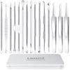 Pimple Popper Tool Kit, IUMAKEVP 15 PCS Professional Stainless Steel Blackhead Remover Comedone Extractor Tools for Removing Zit on Face - Acne Removal Kit with Metal Case (Silver) view 1