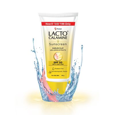 24 Karat Lacto Calamine Sunshield Matte Look Sunscreen SPF50 PA+++ for Oily or Acne Prone Skin, Very Water Resistant, Paraben & Sulphate Free, 50g