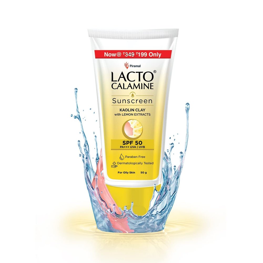 24 Karat Lacto Calamine Sunshield Matte Look Sunscreen SPF50 PA+++ for Oily or Acne Prone Skin, Very Water Resistant, Paraben & Sulphate Free, 50g