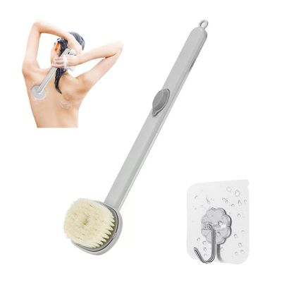 2023 New Long Handle Bath Massage Cleaning Brush With Non-Porous Sticky Hook, Multifunctional Detachable Back Exfoliation Brush, One-Touch Foam Family Essential (B-Grey)