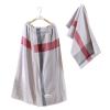2-Pcs Cotton Men's Spa Wrap Towel Bath Towel with Snap Closure Women Lightweight Adjustable Body Wrap for Spa,White Plaid,One Size view 1