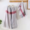 2-Pcs Cotton Men's Spa Wrap Towel Bath Towel with Snap Closure Women Lightweight Adjustable Body Wrap for Spa,White Plaid,One Size view 2