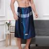 2-Pcs Cotton Men's Spa Wrap Towel Bath Towel with Snap Closure Women Lightweight Adjustable Body Wrap for Spa,Blue Plaid,One Size view 3