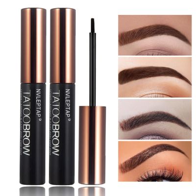 2PCS Peel Off Tattoo Eyebrow Gel,Long Lasting Waterproof Eyebrow Tattoo Makeup,Natural Elegant Eyebrow Tattoo Peel Off for Woman Girls - Gray Brown