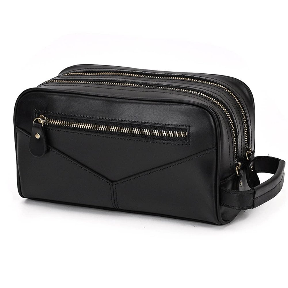 Feilx Leather Travel Dopp Kit Toiletry Bag Men Shaving Women and Mens Case Bags Organizer Bathroom Shaving kit (Color : C, Size : 25x11.5x14cm)