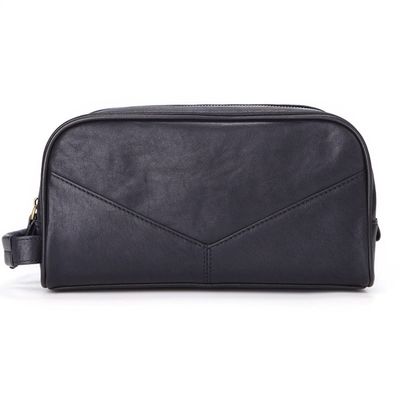 Feilx Toiletry Bags, Unisex Leather Waterproof Travel Toiletry Bag Organizer Perfect for Shaving Grooming Dopp Kit (Color : Black, Size : 25x11x13.5cm)