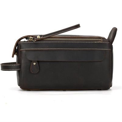 Feilx Toiletry Bag for Men or Women - Dopp Kit for Travel,Large Cosmetic and Bathroom Shaving Bag,Toiletry Organizer Leather (Color : B, Size : 24x10.5x12cm)