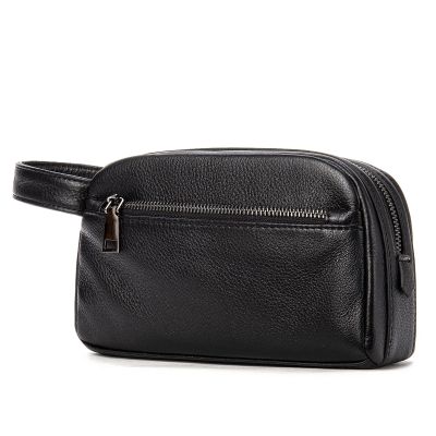 Feilx Leather Toiletry Travel Bag,Makeup Bag,Leather Shaving Bag for MenLarge Waterproof Shaving Bags, Travel Toiletries Bags for Women,Travel Organizer (Color : Black, Size : 20.5 * 9 * 12.5CM)