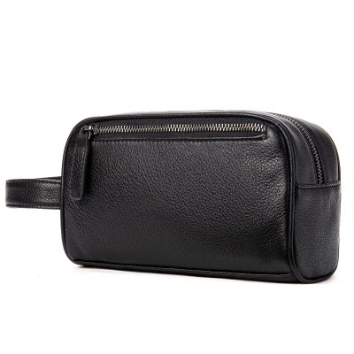 Feilx Leather Toiletry Travel Bag,Makeup Bag,Leather Shaving Bag for MenLarge Waterproof Shaving Bags, Travel Toiletries Bags for Women,Travel Organizer (Color : Black, Size : 20.5 * 9 * 12CM)