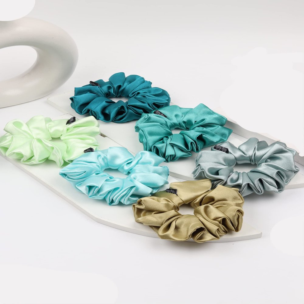 Pelly Kelly Premium Satin Scrunchies For Women and Girls, Hair Band for Women, Ponytail Holder, Rubber Band,Extra Large Scurnchies, Fluffy Scrunchies, Girls Hair Accessories, XL-Size, Pack of 6