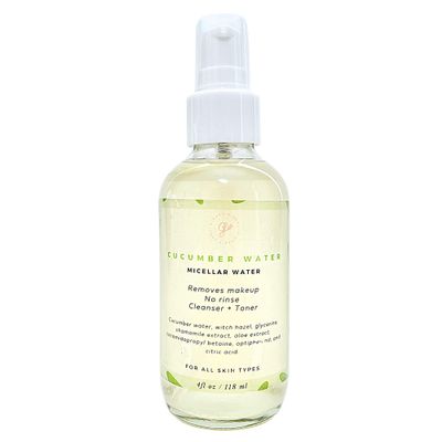 Ginger's Soul Micellar Water, Cucumber Witch Hazel, Firming and Soothing Cleanser Toner Makeup Remover, 4 fl oz