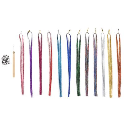 LALAFINA 1set Colorful Hair Tinsel Kit Hair Extensions Buckles Hook Needle for Girls for Braid Hairstyles