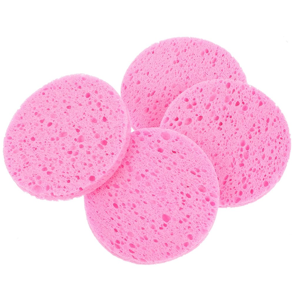 FOMIYES 50pcs Cotton Puff Makeup Sponges Exfoliating Facial Sponges for Face Round Cleansing White Natural Cellulose Spa
