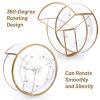Hipiwe 360 Rotating Makeup Organizer 3-Slot Gold Glass Spinning Cosmetic Display Case Round Vanity Storage Holder Dresser Bathroom Organizer for Prefume Makeup Bushes Lipsticks view 3