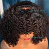 180 Density Afro Kinky Curly Human Hair Wig Brazilian Virgin Human Hair Wigs With Bangs Full Machine Made O Scalp Top Wig Glueless For Black Women 20Inch view 4