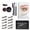 Eyebrow Stamp Stencils SET with 10 Reusable Eyebrow Stencils, 1 Dual Ended Brush and 1 Sponge Applicator, Long-Lasting Waterproof Eyebrow Kit view 1