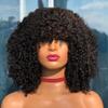 180 Density Afro Kinky Curly Human Hair Wig Brazilian Virgin Human Hair Wigs With Bangs Full Machine Made O Scalp Top Wig Glueless For Black Women 18Inch view 1