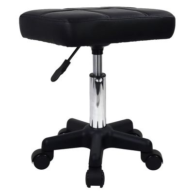 FURWOO Rectangle Rolling Stool with Wheels Height Adjustable Swivel Stool Chair for Spa Salon Massage Black