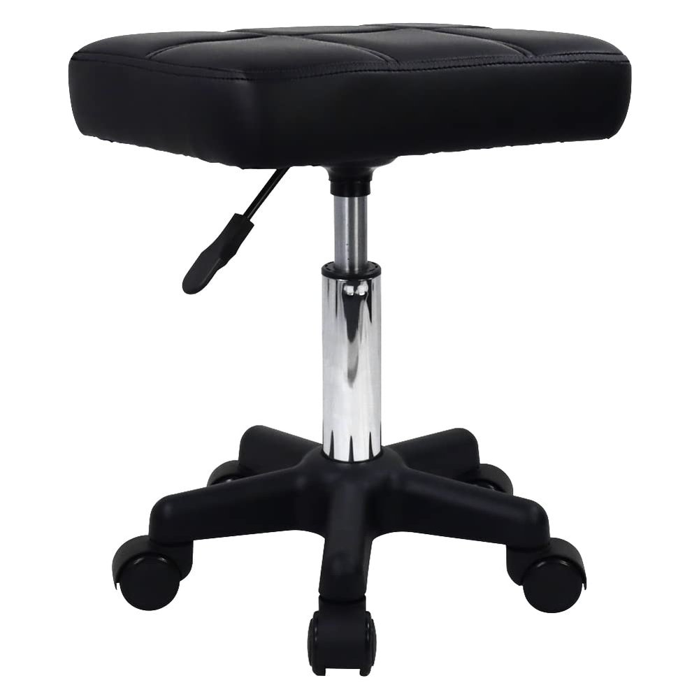 FURWOO Rectangle Rolling Stool with Wheels Height Adjustable Swivel Stool Chair for Spa Salon Massage Black