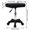 FURWOO Rectangle Rolling Stool with Wheels Height Adjustable Swivel Stool Chair for Spa Salon Massage Black view 3