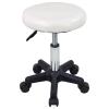 FURWOO Round Swivel Stool with Wheels PU Leather Rolling Stool Height Adjustable for Spa Salon Massage White view 1