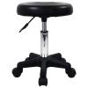 FURWOO Round Swivel Stool with Wheels PU Leather Rolling Height Adjustable Stool for Spa Salon Massage Black view 1