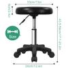 FURWOO Round Swivel Stool with Wheels PU Leather Rolling Height Adjustable Stool for Spa Salon Massage Black view 2