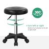FURWOO Round Swivel Stool with Wheels PU Leather Rolling Height Adjustable Stool for Spa Salon Massage Black view 4