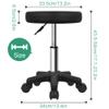 FURWOO Round Rolling Stool Height Adjustable Stool with Wheels for Spa Salon Massage Black view 2