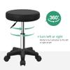 FURWOO Round Rolling Stool Height Adjustable Stool with Wheels for Spa Salon Massage Black view 4