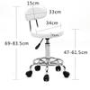 Flulep Round Shape Adjustable Salon Stool with Back and Line White view 2